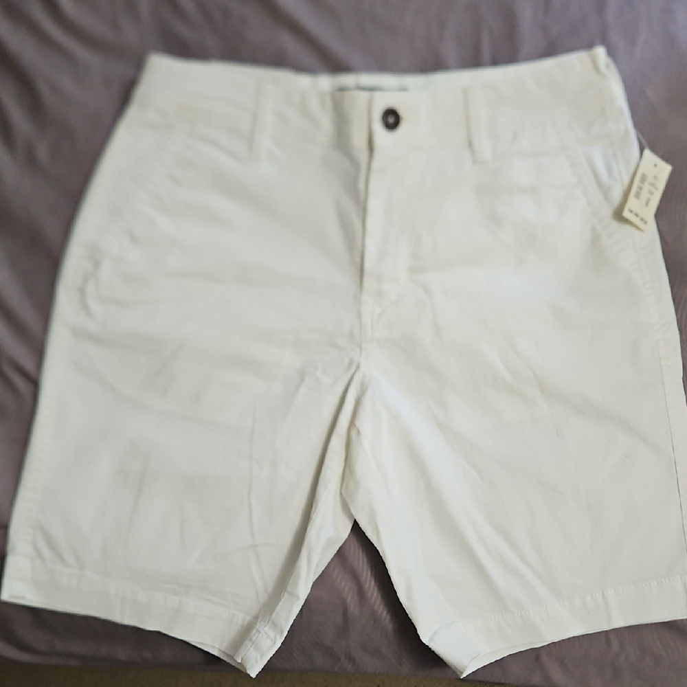 White Flat Front Knee-Length Shorts